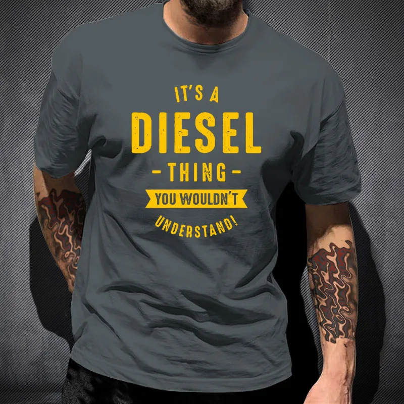 Мужская футболка большого размера It's A Diesel Thing черная летняя из 100% хлопка с