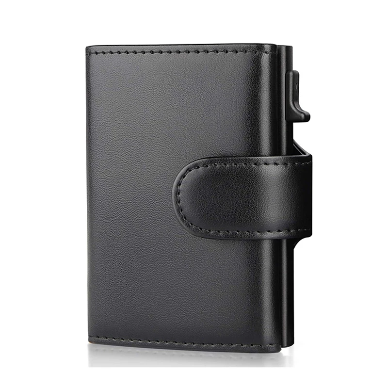 

2021 Fashion Aluminum Credit Card Wallets Multifunctional RFID Blocking Trifold Smart Wallet Men Leather Slim with Coin Pocket