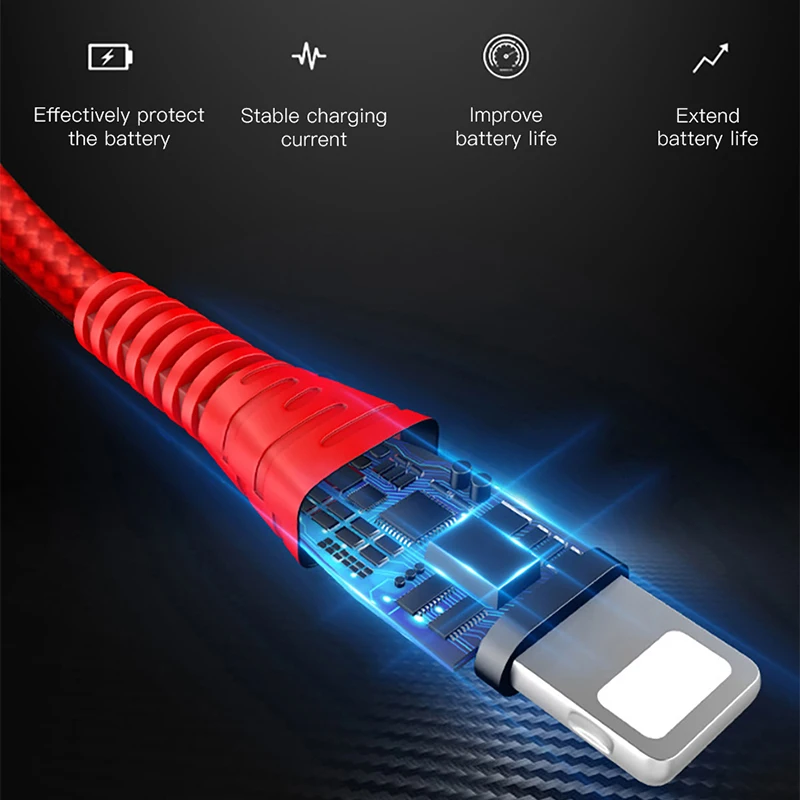 ! USB кабель ACCEZZ 3 в 1 прочный для быстрой зарядки мобильного телефона А iPhone 7 8 6 X XS XR