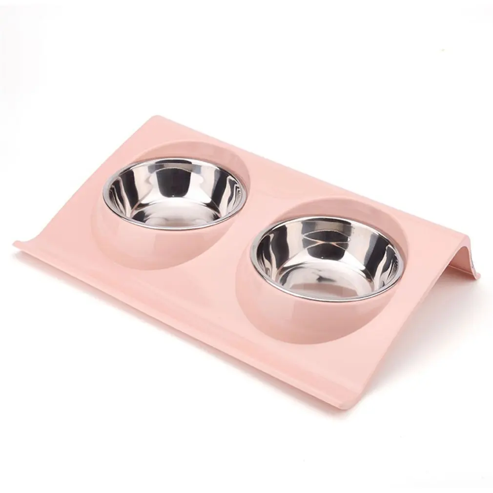

Double Dog Cat Bowls Stainless Steel Pet Food Water Feeder For Dog Puppy Cats Pets Supplies Feeding Dishes
