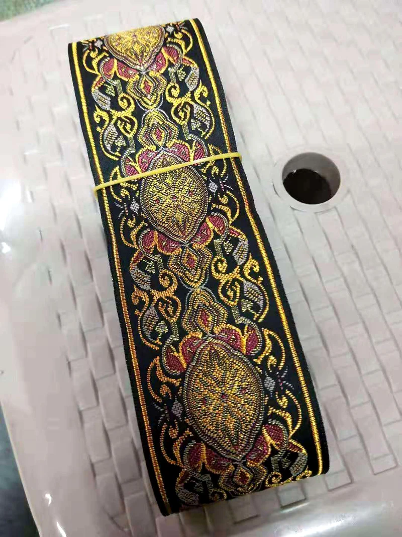 

2" 5CMX8YD Retro Exquisite Gold Thread Embroidery Webbing Woven Jacquard Ribbon belts straps chain parts lace Diy accessories