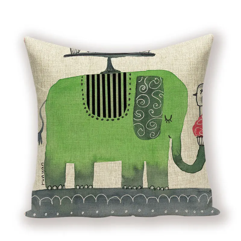 Чехол на подушку с изображением лисы из мультфильма разноцветный чехол слона