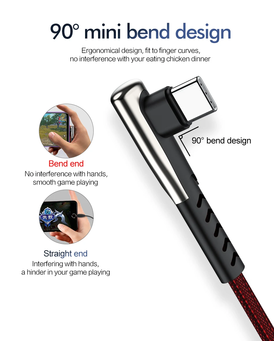 ROCK 5A usb type C кабель для быстрой зарядки и передачи данных type-C USB зарядное устройство для huawei P30 P20 mate 20 Pro Телефон Supercharge Quick Charge 3,0