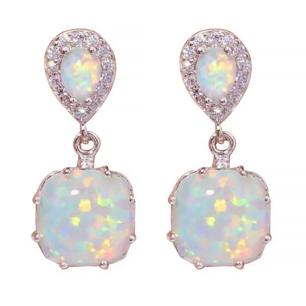 Женские опаловые металлические серьги модные простые элегантные с подвеской