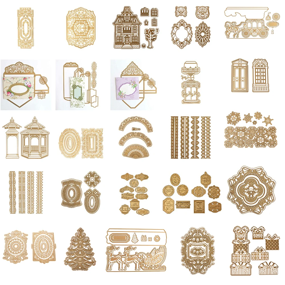 

2021 New Christmas Elk Flowers Cutting Dies Cut Die Mold Scrapbook Paper Craft Knife Mould Blade Punch Decor