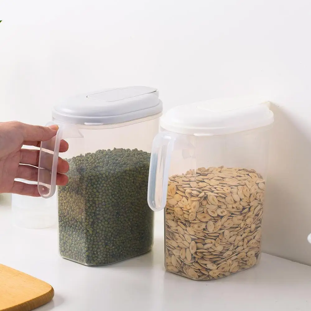 Обрабатываемое пластиковое кухонное Хранение продуктов баки-контейнеры для хранения герметичные пластиковые контейнеры запечатанные банки для Твердые крупы зерна