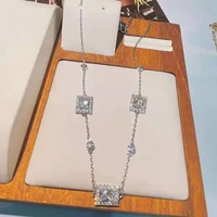 funmode sparkling aaa cubic zircon square rhinstone necklace for women party accessories jewelry parures bijoux wholesale fn262