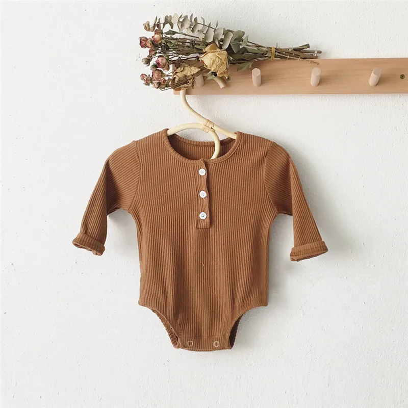 

Baby Boys Girls Rompers Cotton Long Sleeve Solid Knitted Jumpsuit Infant Clothing Autumn Newborn One Piece Baby Clothes