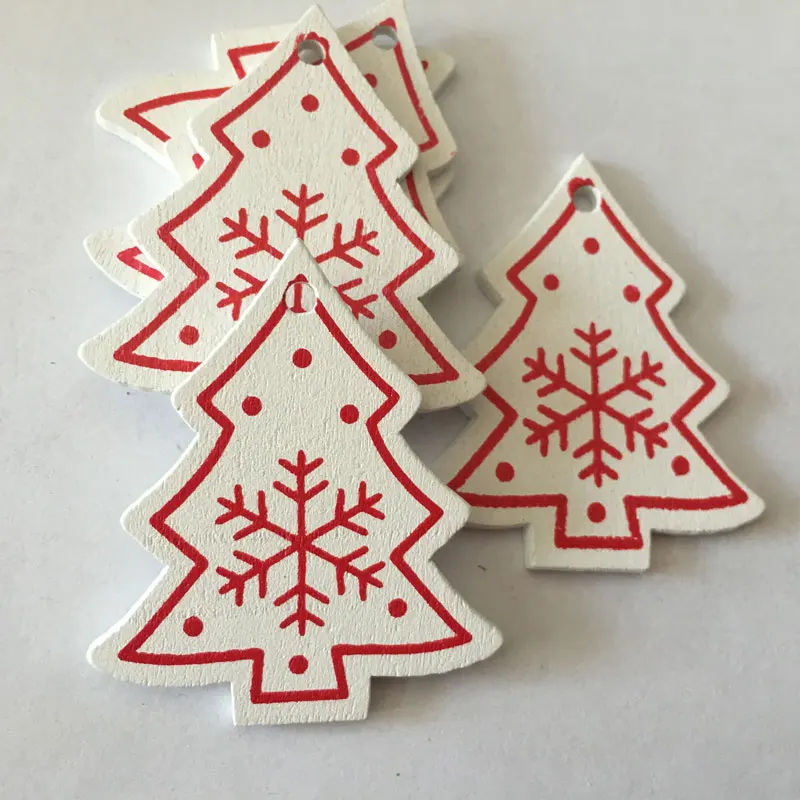 white xmas tree B Новогодняя Подвеска из натурального дерева Снежинка и висячие украшения Рождественская елка деревянные украшения для дома Noel - Цвет: white xmas tree B