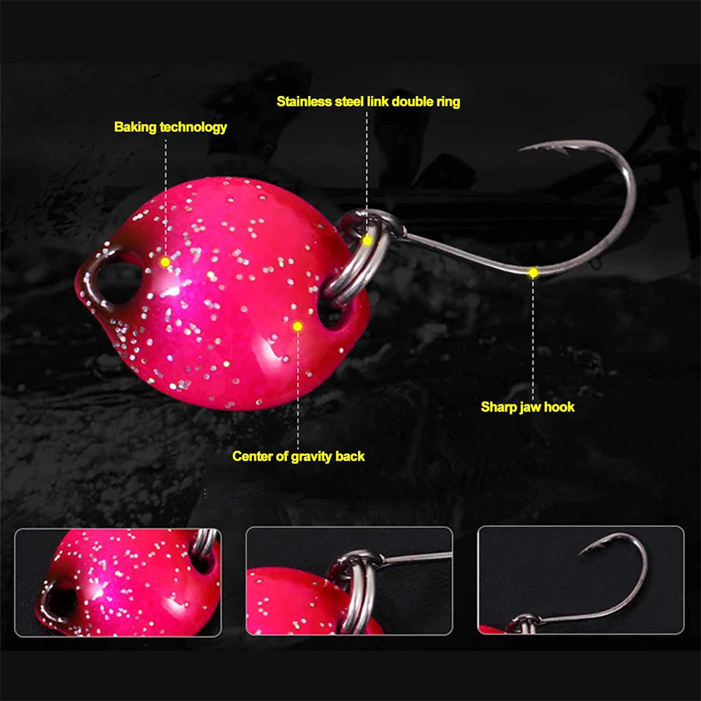 

Mini Fishing Lure 1.8g Metal Colorful Spoon Artificial Baits For Trout Single Hook Topwater Hard Bait For Outdoor Fishing