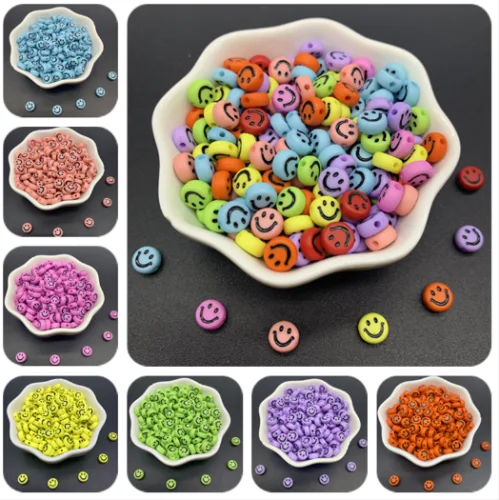 

50Pcs/Lot 7mm Smiley Beads Clay Spacer Beads Polymer Clay Beads For Jewelry Making DIY Handmade Accessories