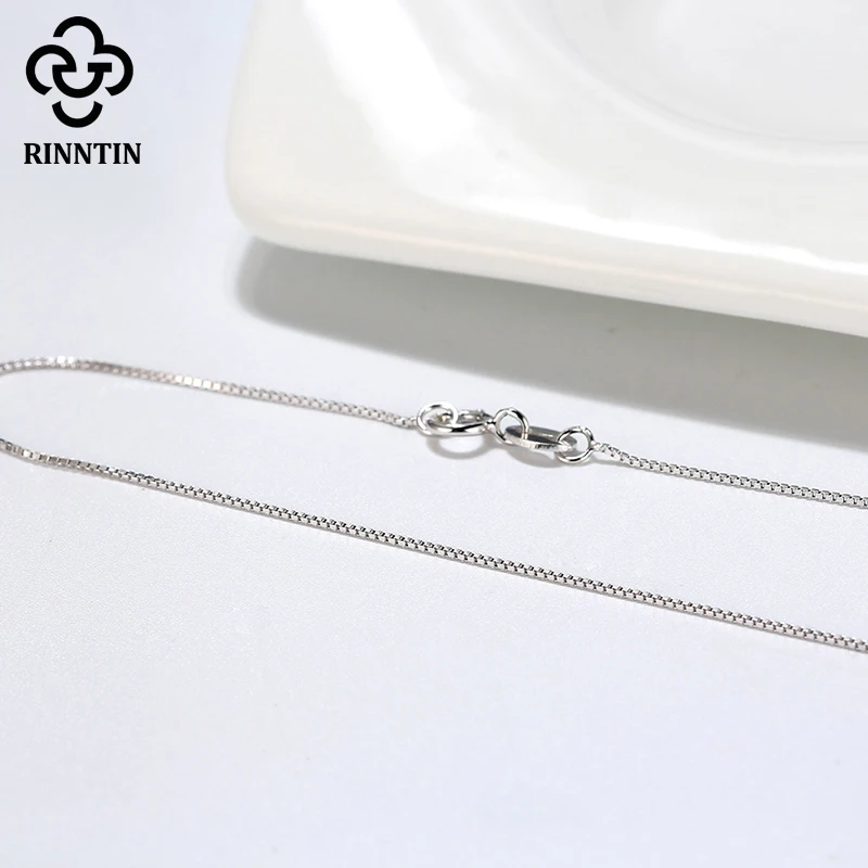 Rinntin 925 стерлингового серебра цепи коробки для женщин ожерелье 40 см/45 см/50 см/55 см/60