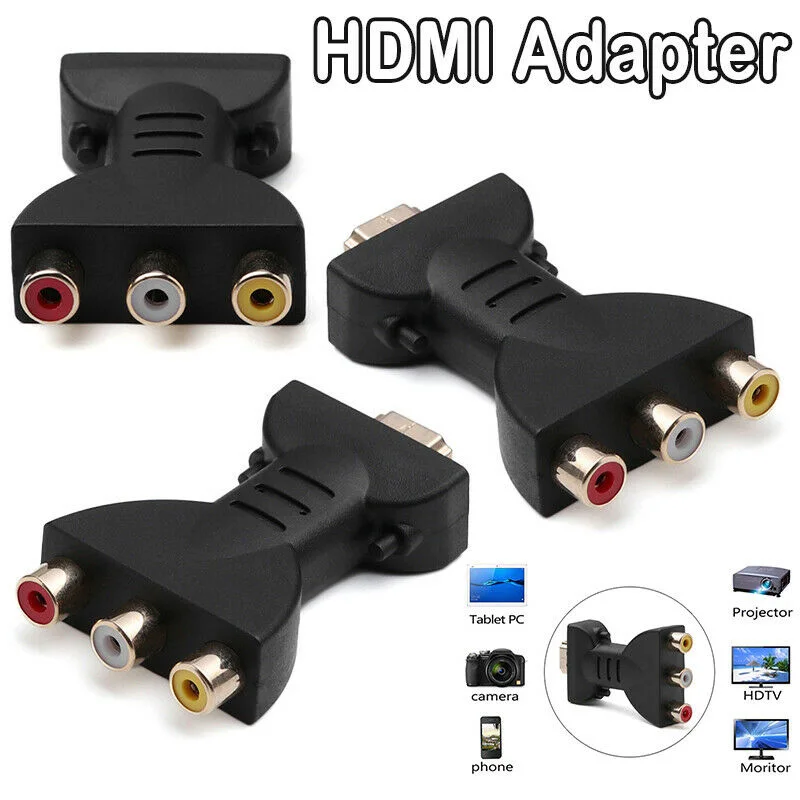 Видеоадаптер 70x40x15 мм/2 75x1 57x0 59 дюйма HDMI-совместим с 3 видеоадаптерами RGB/RCA цифровым
