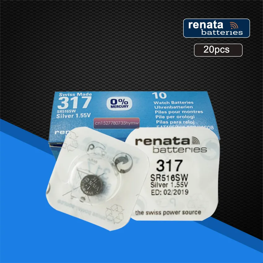 20 Упак. Renata долговечные 317 SR516SW SR62 D317 V317 часы батареи оксид серебра батареи|Часовые