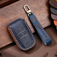 leather car key case cover key shell holder for kia sedona grand carnival sorento 6 button