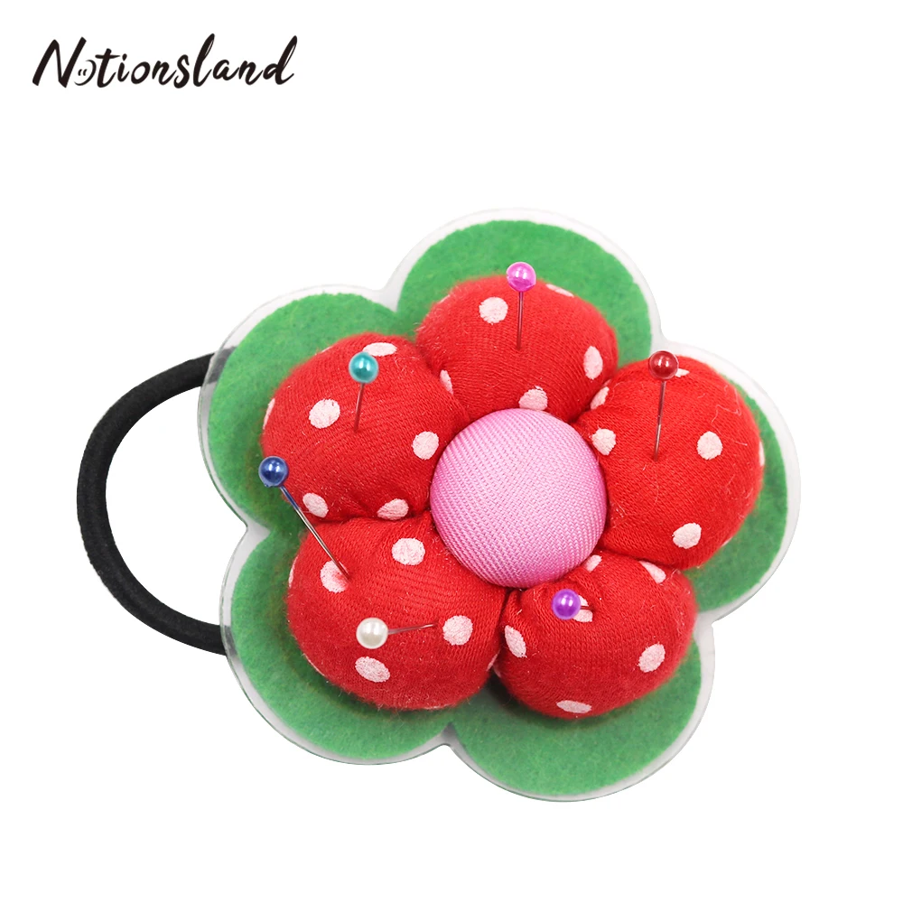 

1pc Flowers Shaped Needle Pin Cushion with Elastic Wrist Belt Pincushion DIY Handcraft Tool for Stitch Patchwork Sewing Tool