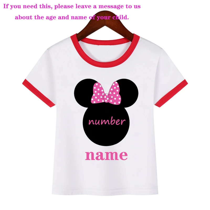 Хлопковая футболка для мальчиков и девочек с мультяшным принтом мыши номерами на