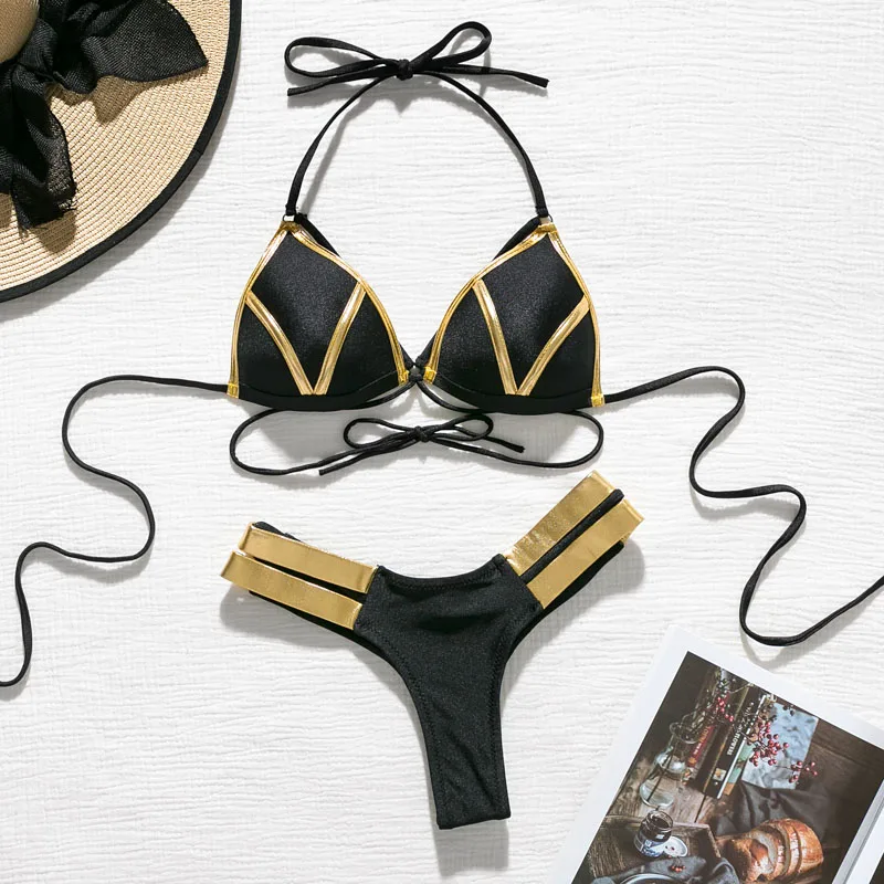 Купальник In X Golden бикини с бретелькой через шею большого размера 2019|Купальники| |