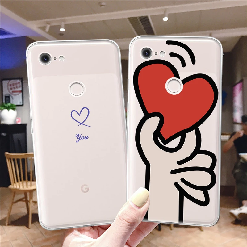 

Transparent Protective Case Is Suitable for Google Pixel 6 Pro 5 4 3 2 3a 4a 5a XL 5G 2XL Heart-shaped Soft TPU Back Case Cover