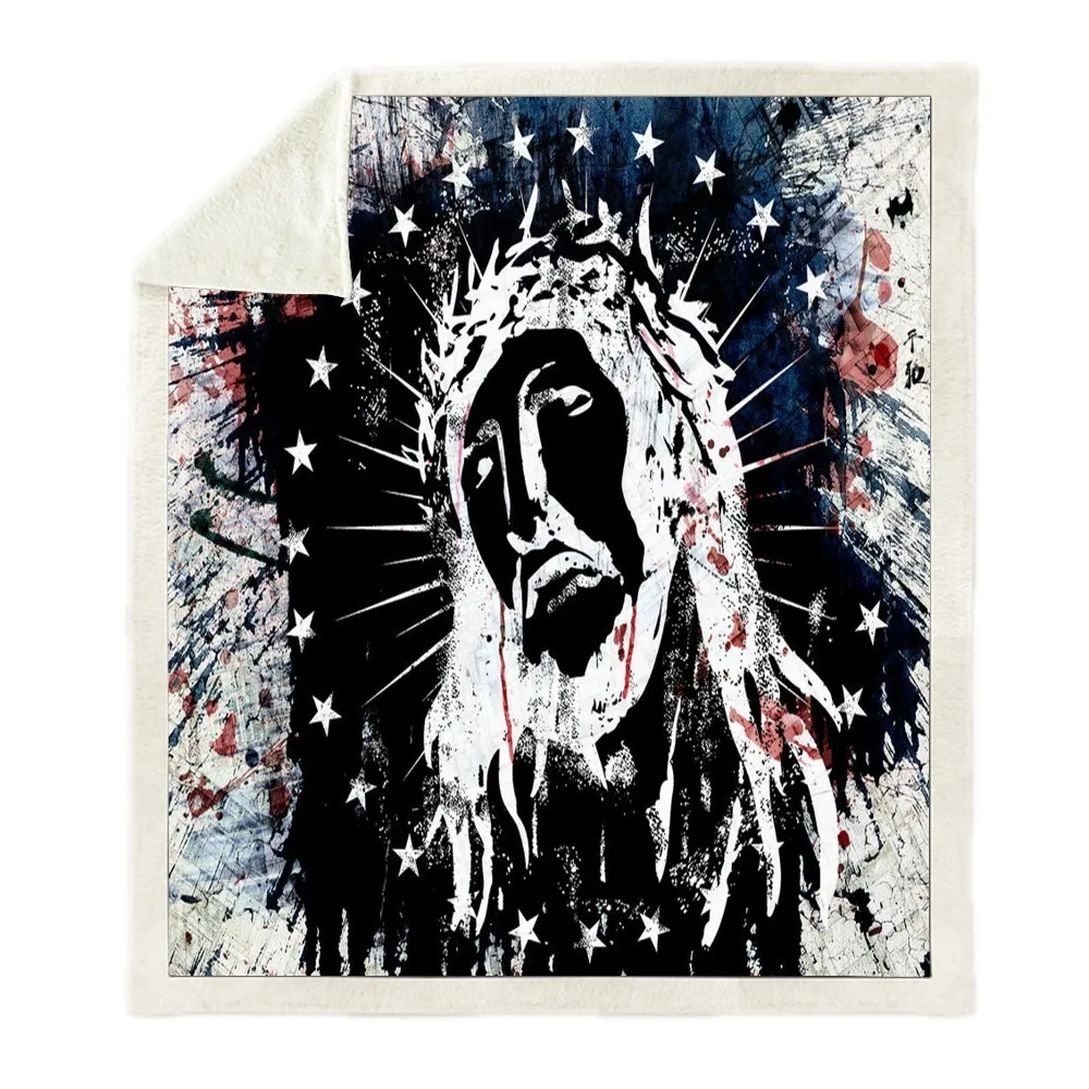 

Religion Jesu 3D Print Sherpa Blanket Sofa Couch Hiking Picnic Back To School Quilt Cover Bedding Adult Blanket
