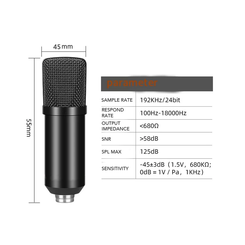 

USB Professional Condenser Microphone Kit with Tripod Computer for PC Phone Karaoke BM800 Studio Microphone