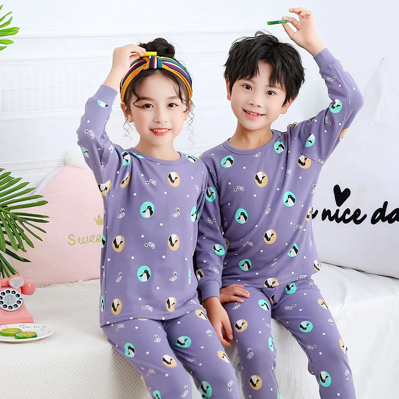 

Autumn Winter Big Boys Girls Clothes Pajamas Sets Cotton Pyjamas Kids Sleepwear Homewear Teenager Long-sleeve Pijamas Suit