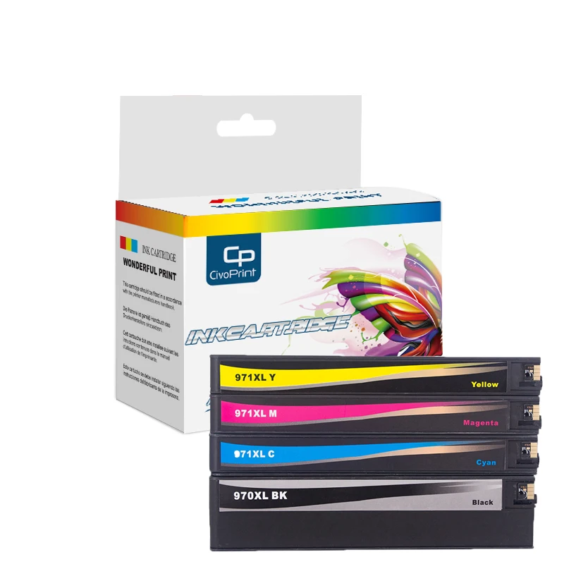 Восстановленный чернильный картридж Civoprint для Hp 970 971 970xl 971xl Officejet Pro X451dn X451dw X551dw