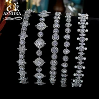 fashion cubic zirconia crystal headbands for women wedding hair accessories crowns bride hair jewelry party pearl tiaras gift