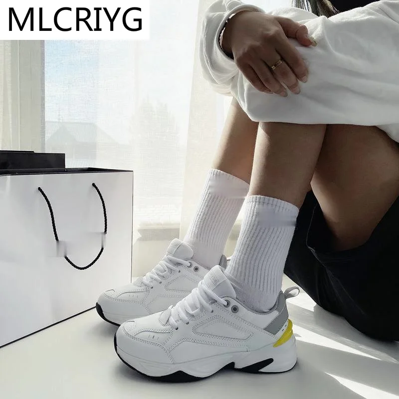 

Hot Sale Chunky Sneakers Women Spring White Shoes Platform Wedges Shoes 2021 Comfortable White Sneakers Casual Shoes Female