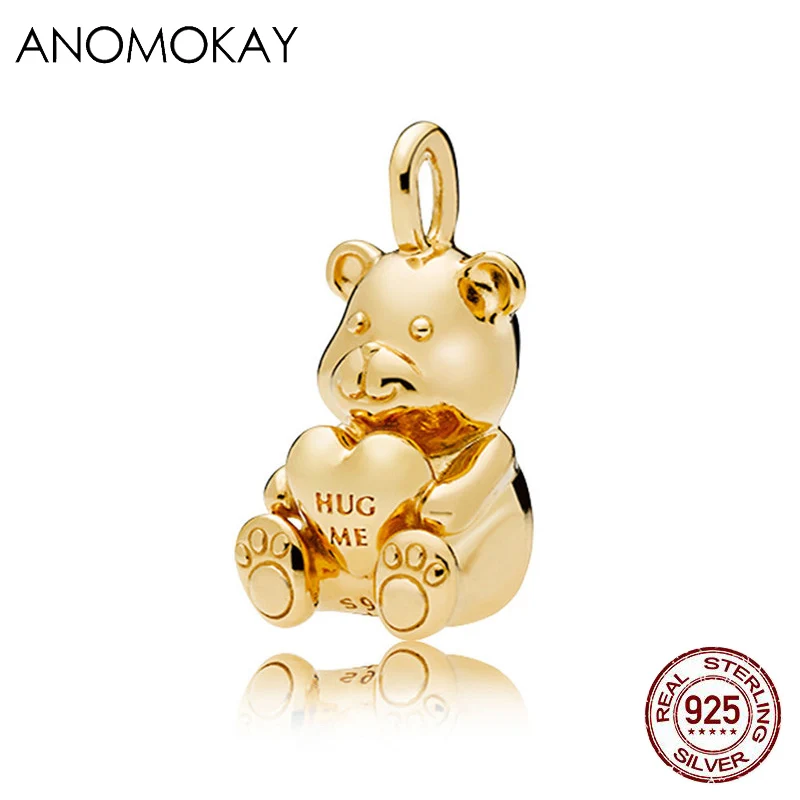 Anomookay, Стерлинговое Серебро 925 пробы, смешанный стиль, золотой цвет, подвески, подвеска из бисера, подходит для браслета Пандора, лучший сделай сам, ювелирное изделие, подарок
