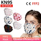 Маска FFP2MASK для взрослых, многоразовая маска от пыли с фильтром и цветочным принтом рыбы KN95, KN95MASK, защитная, CE FPP2