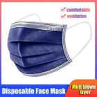50 шт.пакет одноразовая темно-синяя маска для лица, 3-слойная дышащая маска против пыли с эластичным ремешком для ушей, темно-синяя маска для лица для взрослых