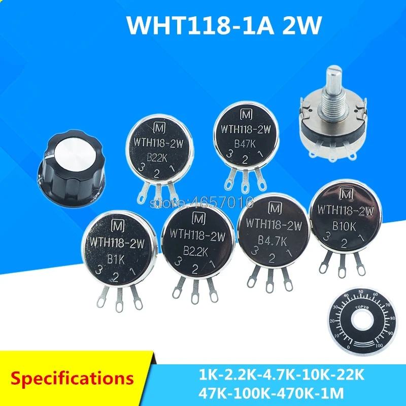 

WTH118 DIY Kit Parts 2W 1A потенциометр 1K 2,2 K 4,7 K 10K 22K 47K 100K 470K 1M предохранитель