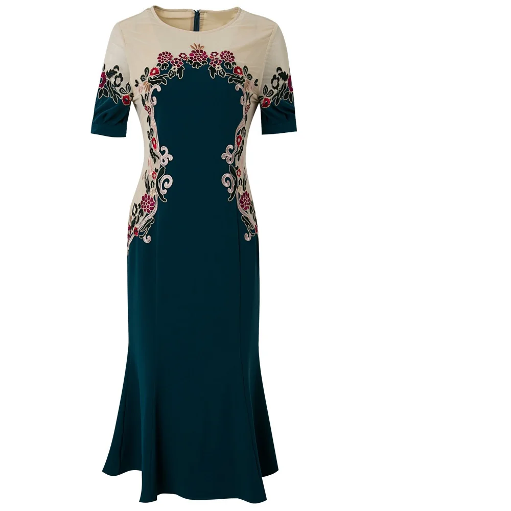 

Autumn 2021 Designer New Sexy Long Dress Women Club Retro Party Dress Plus Size Office Lady Short Sleeved Runway Dresses Spring