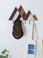 Creative Mountain Shape Nail Free Hooks Nordic Style Natural Wood Marble Pattern Multi-Use Bags/Coats Hanger Wall Decors