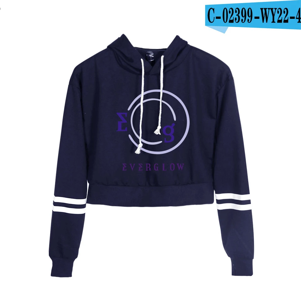 Everglow Kpop Корейская новая команда для девочек уличная Женская пуловер пупка толстовки Толстовка крутая поясничная популярная новинка года толстовки - Цвет: WY22