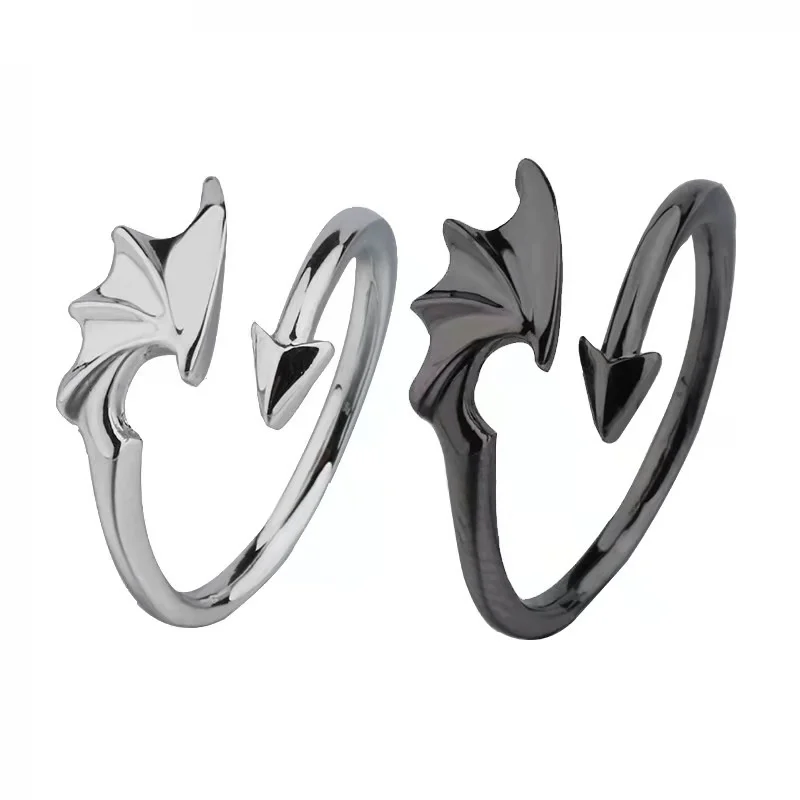 

Vintage Adjustable Silver Color Angel Devil Wing Ring for Women Men Punk Open Couple Ring Engagement Wedding Jewelry Gifts