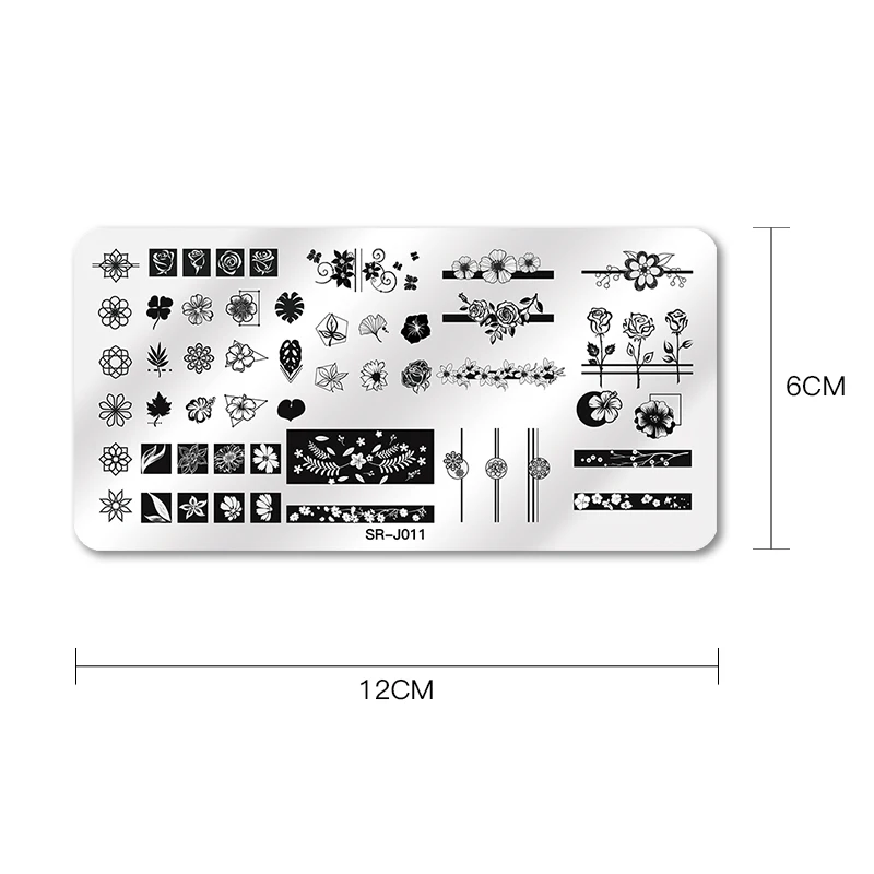 1 шт. прямоугольные пластины для стемпинга ногтей цветок лист смешанный узор