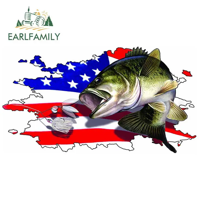 EARLFAMILY виниловая наклейка 13 см х 7 2 с американским флагом для ловли окуня рыбалки