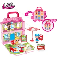 lol surprise dolls toy set girls play house games simulation villa castle with 3 doll model kids toys for girls birthday gifts