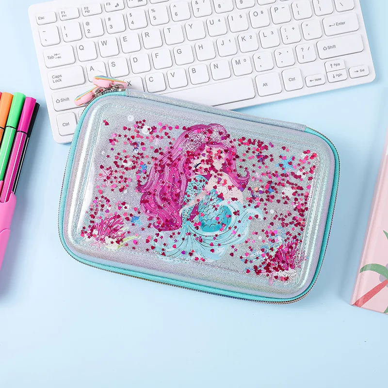 Чехол карандаш в форме единорога с зыбучим песком милый большой вместительный