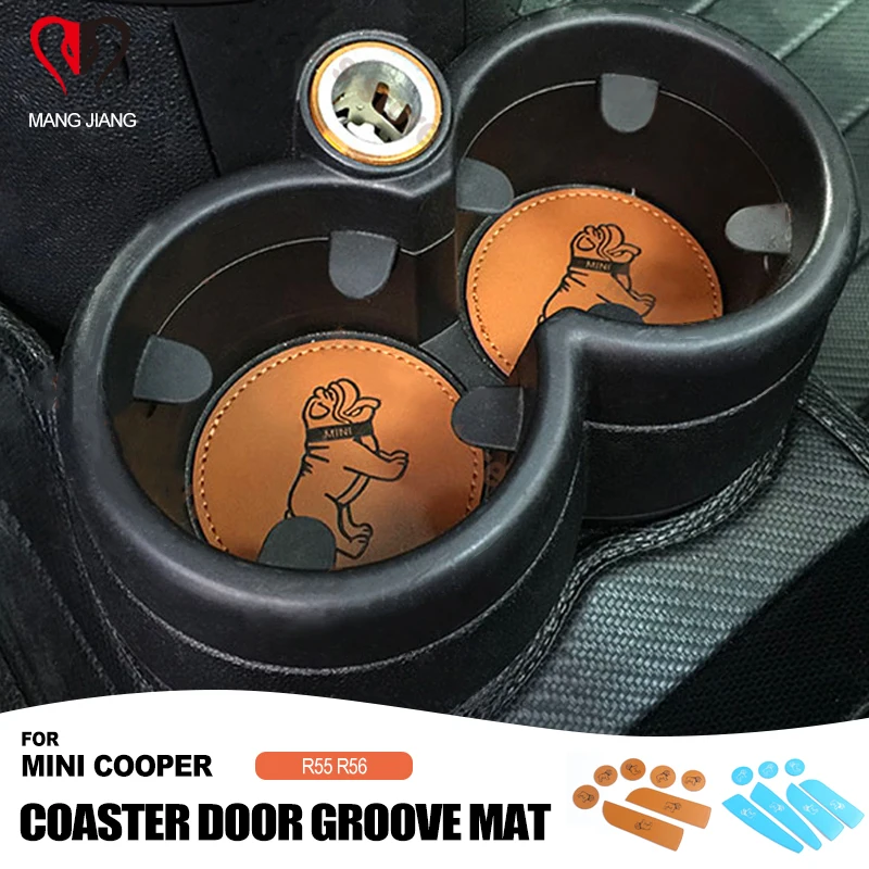 PU чашки Coaster коврики Стикеры для Mini Cooper R55 R56 покрытие автомобиля бульдог подложки