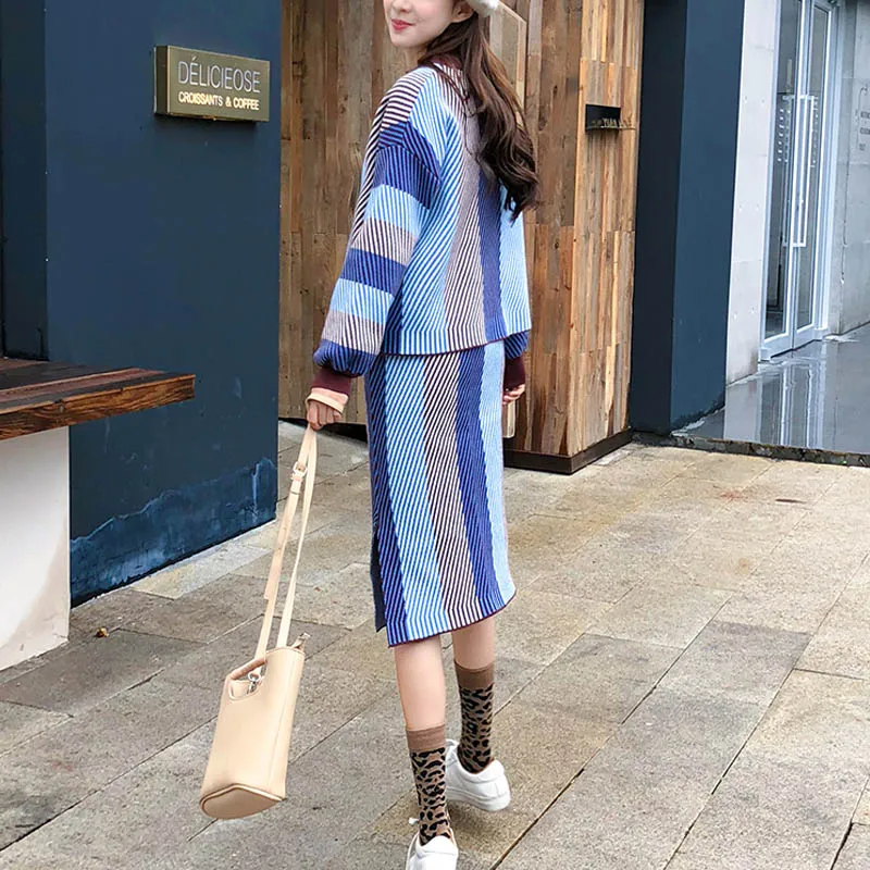 PERHAPS U Женский вязаный синий желтый коричневый пуловер с круглым вырезом и