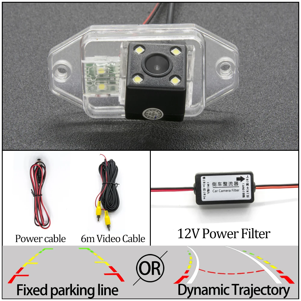 4LED Camera N Filter Камера заднего вида CCD с фиксированной или динамической траекторией для Toyota Land Cruiser серии 120/Prado 2700 4000 Автостоянка аксессуары - Название цвета: 4LED Camera N Filter