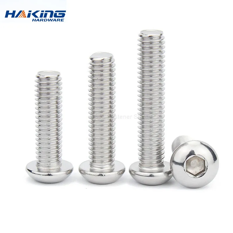 10/20/50pcs M2 M2.5 M3 M4 M5 M6 M8 A2-70 304 Stainless Steel Bolts Button Head Hex Hexagon Socket Allen Screw Bolt ISO7380