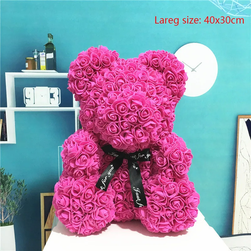 Large rose red Искусственные цветы Роза медведь девушка Юбилей Рождество День Святого Валентина подарок на день рождения для украшения свадебной вечеринки - Цвет: Large rose red