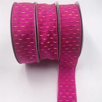 25yards 38mm wired edge pink ribbon with multicolor line stitches for birthday christmas gift box wrapping decoration diy n1157