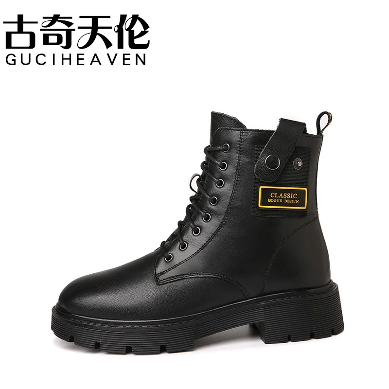 

Round toe square heel Martin boots 2021 fall/winter new style snap-decorated side zipper casual women's boots