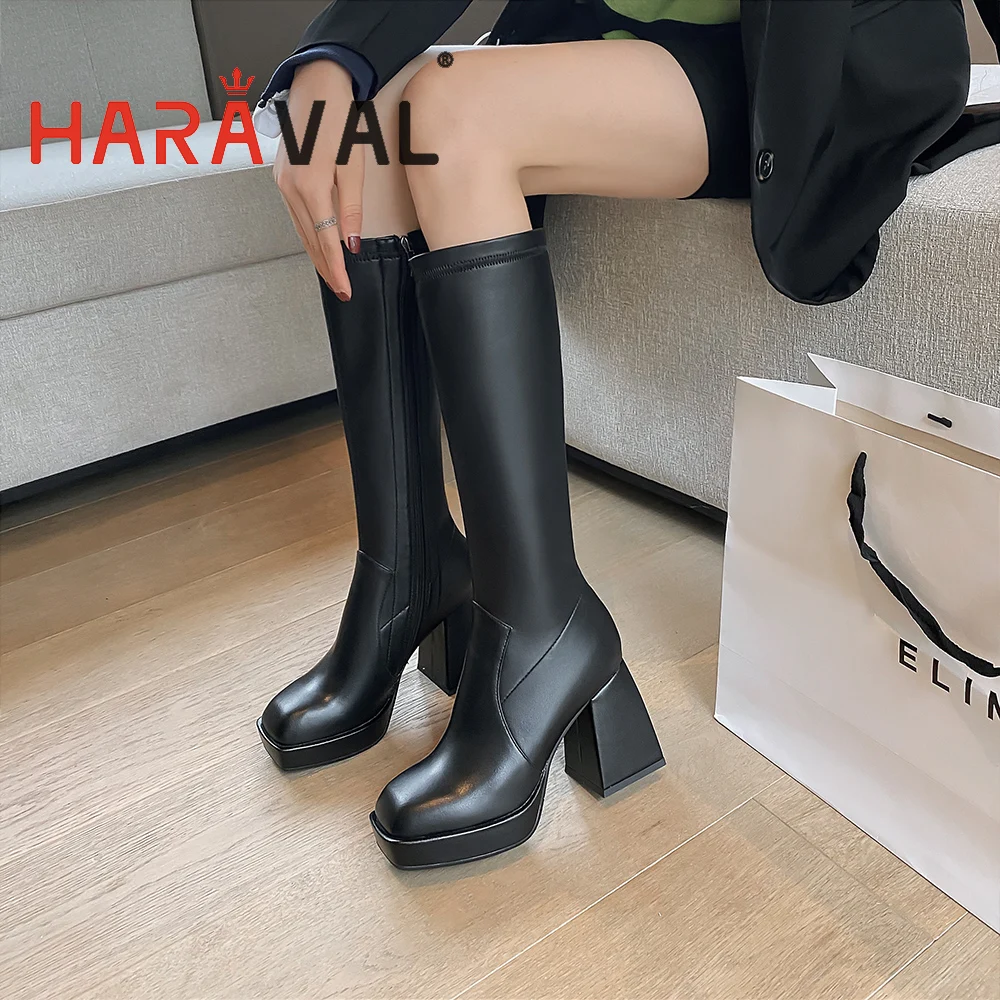 

Женские мотоциклетные сапоги на высоком каблуке, с квадратным носком, E428L