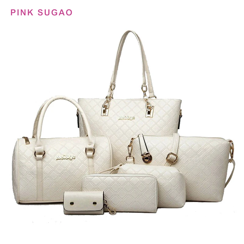 Роскошные дамские сумочки розового цвета Sugao, дизайнерский комплект из 5 сумок, кожаная сумка через плечо для женщин, вместительная сумка-кл... от AliExpress RU&CIS NEW